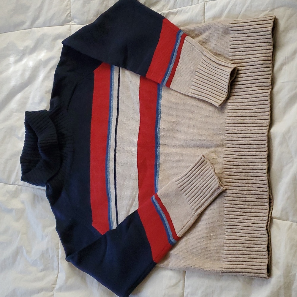 PENDLETON lambswool striped turtleneck preppy